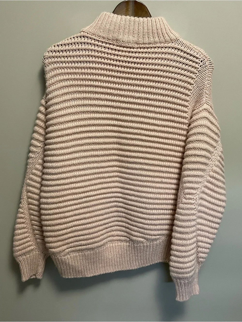 H&M Ribbed Mock Neck Chunky Knit Pink Sweater Women’s Small - Picture 6 of 7
